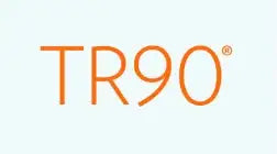 Orange tr90-Logo auf hellem Hintergrund.