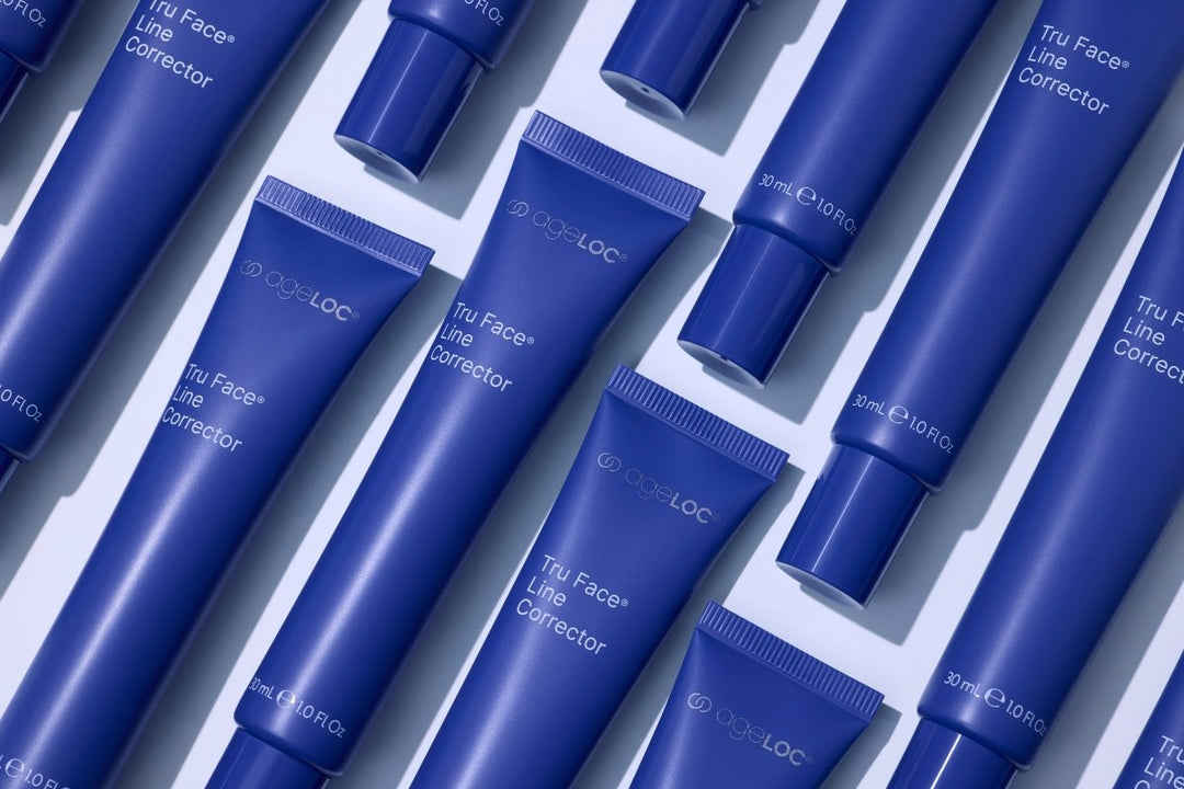 Deep blue squeeze tubes of tru face line corrector ageloc tru face 30ml each for face line treatment